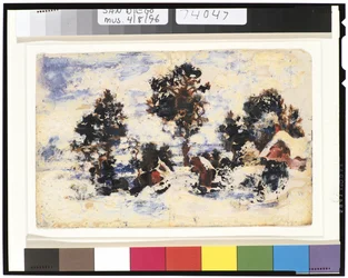 Winterlandschaft mit rotem Gebäude, 1901-15